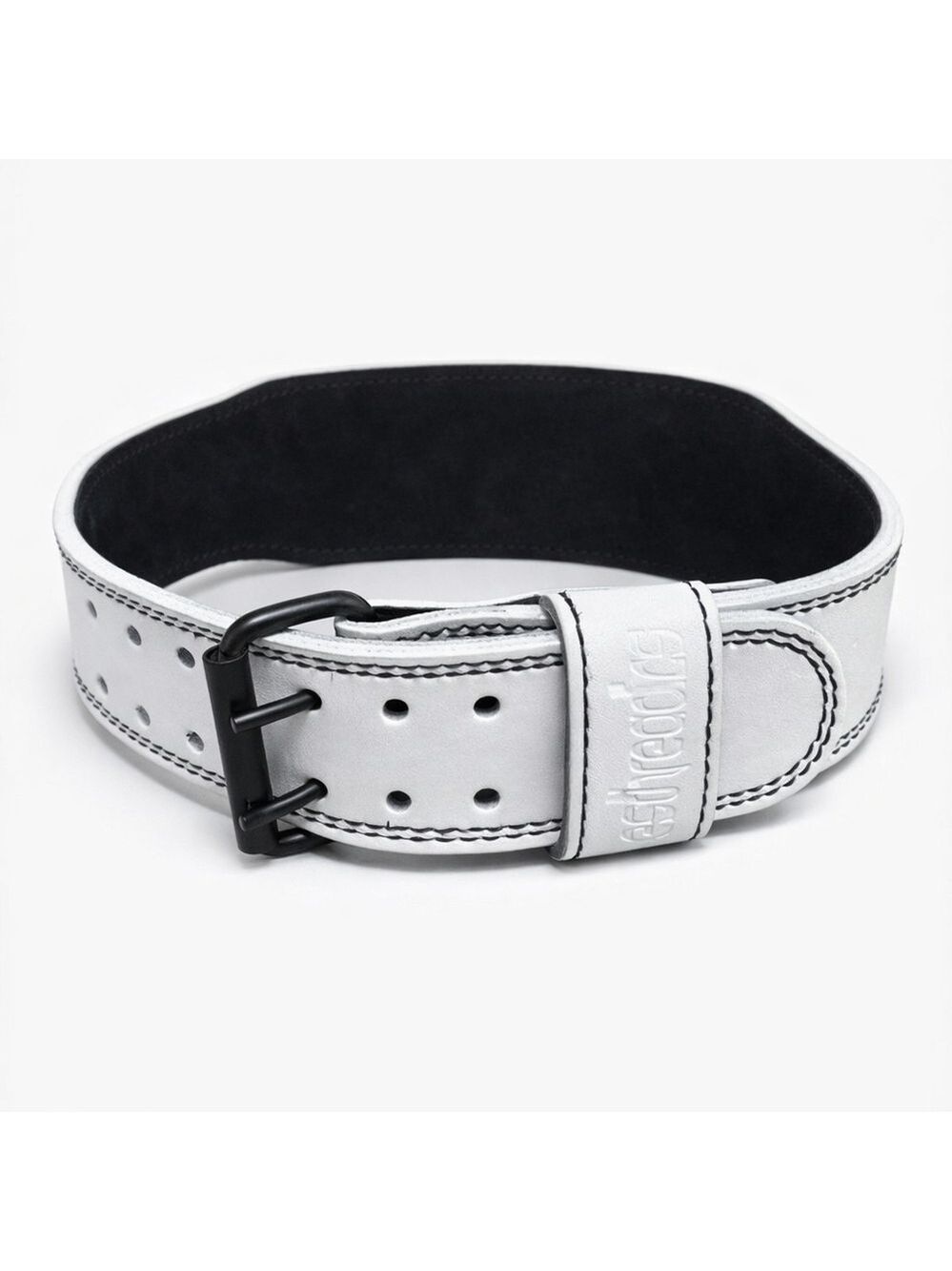 Aesthreadics White Leather Weightlifting Belt | Gym Strength Training | New